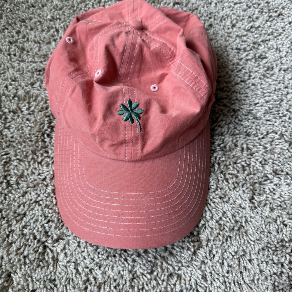 Missing? Marine Layer Pink Cap with Green Embroidered Four Leaf Clover